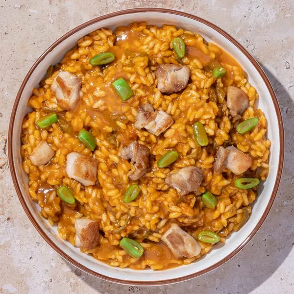 Arroz meloso de pollo y verduras