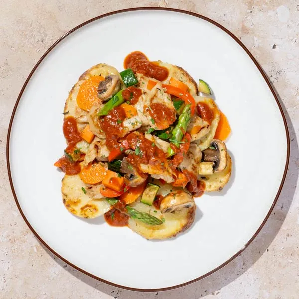 Heura con salsa bilbaína